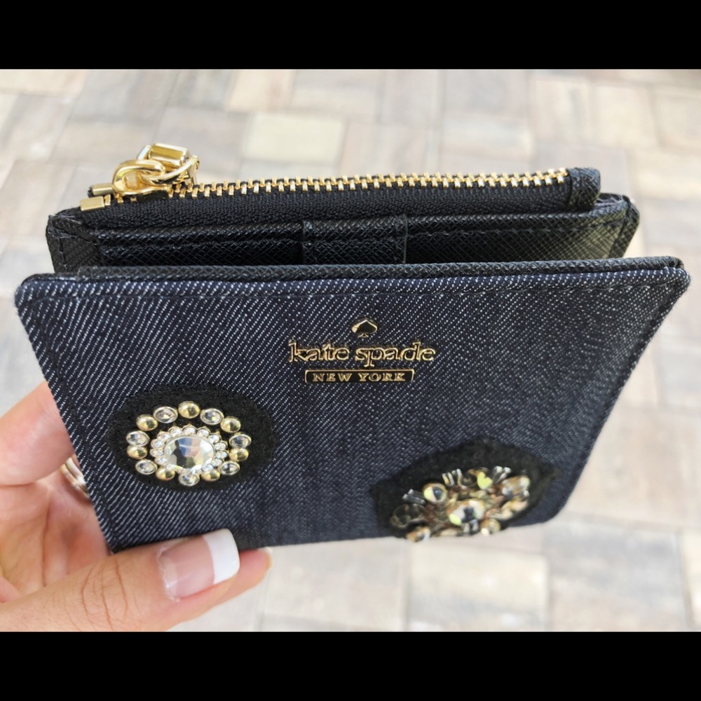 Kate Spade Adalyn Embellished Denim Wallet - Picture 3 of 7